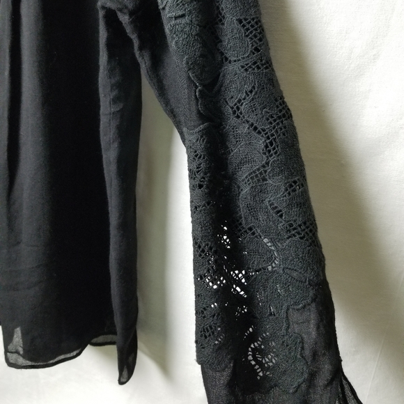 Tibi Embroidered Black High Neck Bow Tie Blouse Swing Loose Fit Size Small - Picture 11 of 14